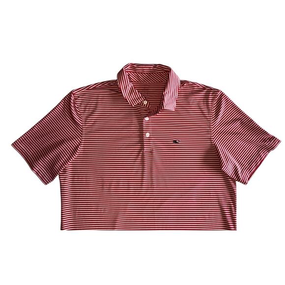 Vineyard Vines Mens Performance Polo Shirt Medium SS Striped Golf‎ Club Logo EUC - Picture 2 of 8